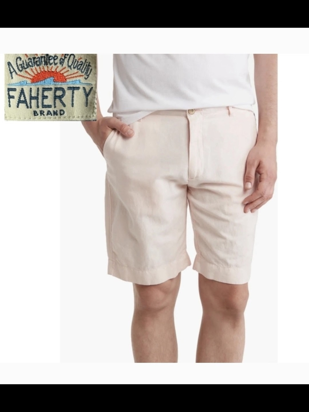 Faherty Malibu Shorts NWT Summer Pink Linen Blend Men's Size 40 9" Inseam